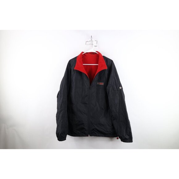 Vtg 90s Tommy Hilfiger Mens XL Reversible Reflective Fleece Windbreaker Jacket - Picture 1 of 16
